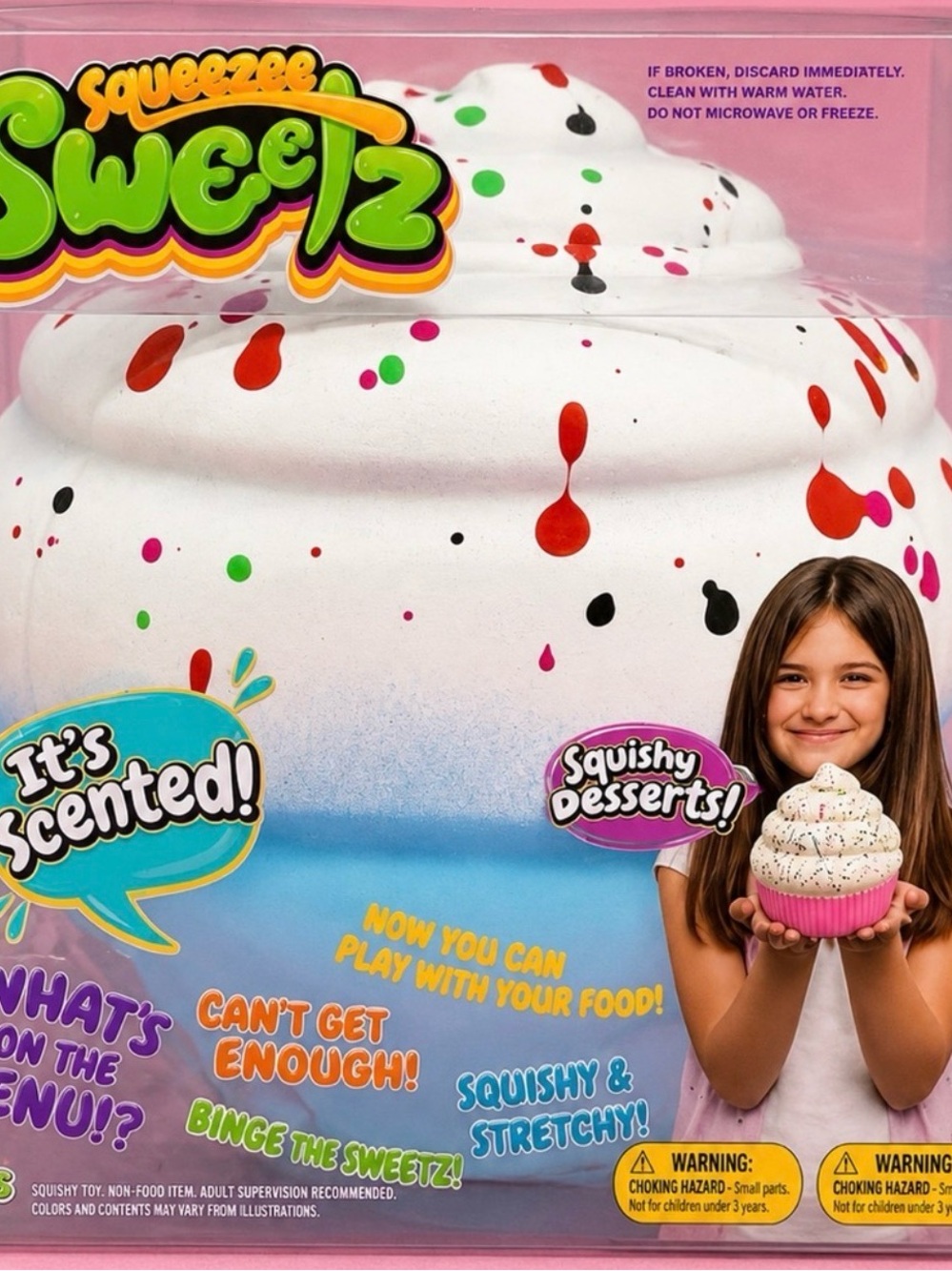 Scented Squishy Dessert Toy - White Sprinkle Cupcake